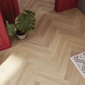 Herringbone Natural Oak Engineered Real wood top layer flooring, 1.94m²