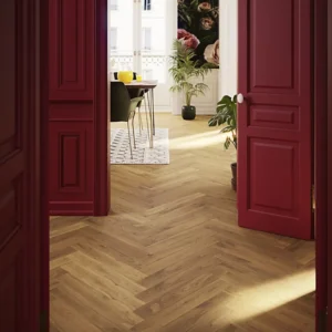 Visby Herringbone Blonde Wood effect Oak Solid wood flooring, 1.94m²