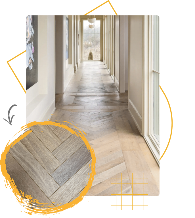 Herringbone engineered wood flooring