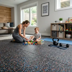 Speckled Rubber Flooring for Residential Activity Areas