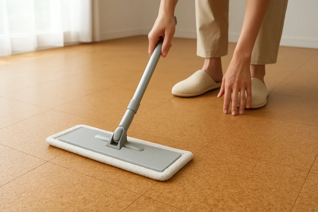 Cleaning cork flooring with a microfiber mop